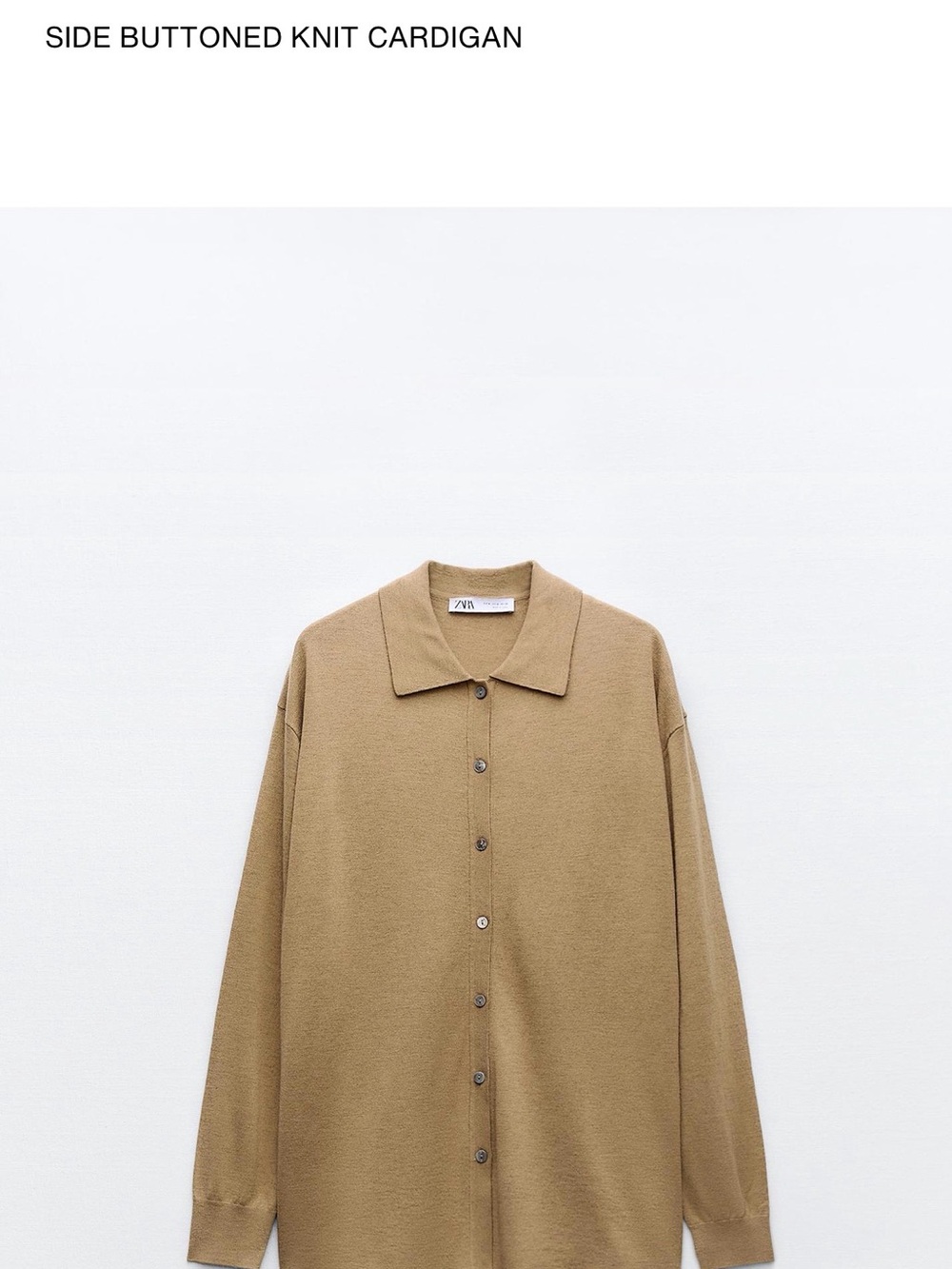 Zara Men's Side-Buttoned Knit Cardigan in Camel